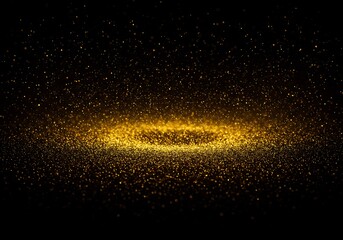 Fototapeta premium Golden Dust Swirls Softly Dark Background. AI Generated