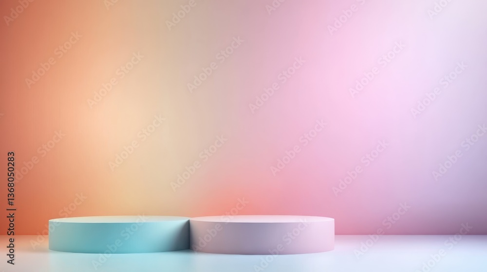 Aufkleber two overlapping circular platforms in soft pastel shades create a harmonious visual composition that