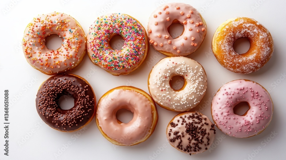 Aufkleber a tempting display of assorted donuts with colorful frostings and toppings, appealing to the senses 