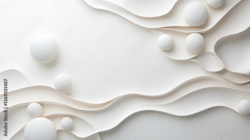 Poster this visually striking abstract image portrays fluid waves and spheres, embodying the concepts of mo