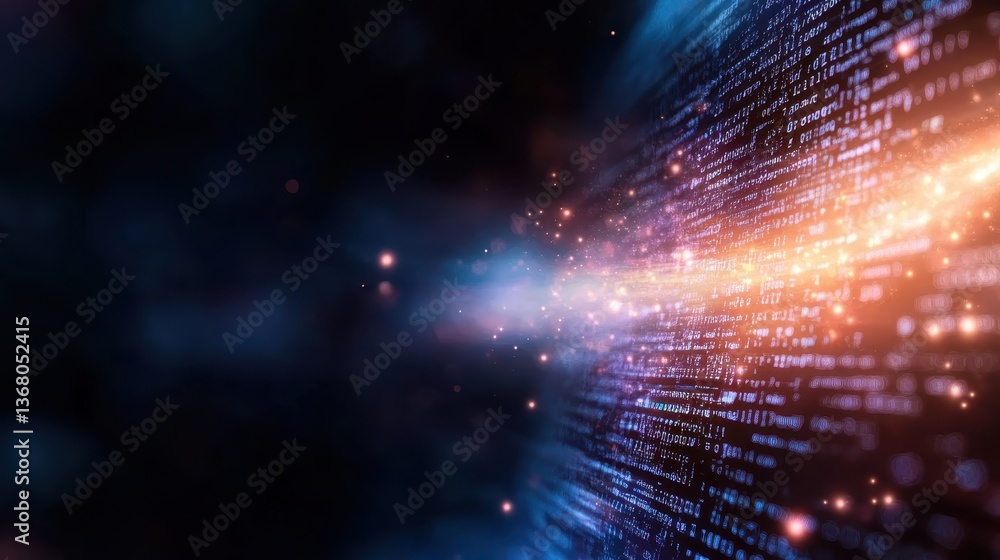 Poster a striking representation of flowing lines and binary code creates a visual rhythm that embodies the