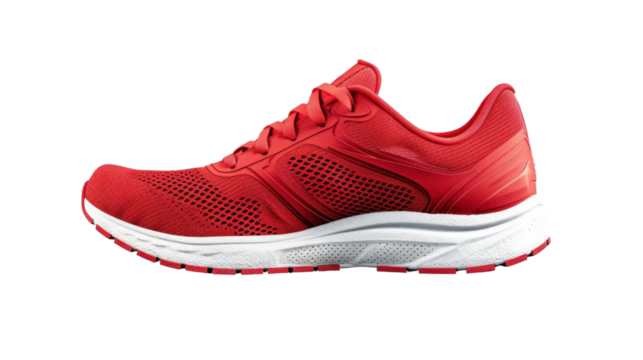 Red running shoe isolated on transparent background