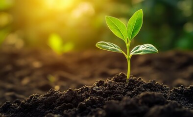 New Plant Growing in Soil Under Sunlight - Agriculture and Growth