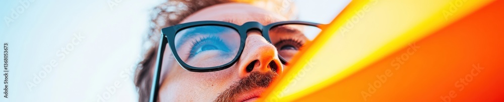 Poster Vibrant Gen Z Leadership Innovative Eyewear Aesthetics Capturing Dynamic Entrepreneurial Energy with Minimalist Geometric Color Blocking
