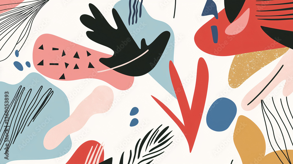 Poster intricate pattern comprising various shapes showcasing a dynamic interplay of angular geometric form