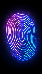 Glowing neon fingerprint graphic