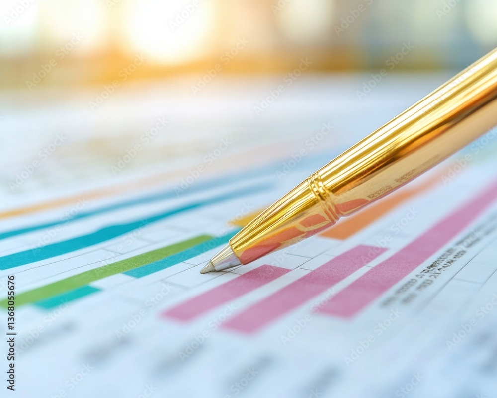 Aufkleber luxe financial analytics metallic gold pen revealing transparent data visualization for strategic in