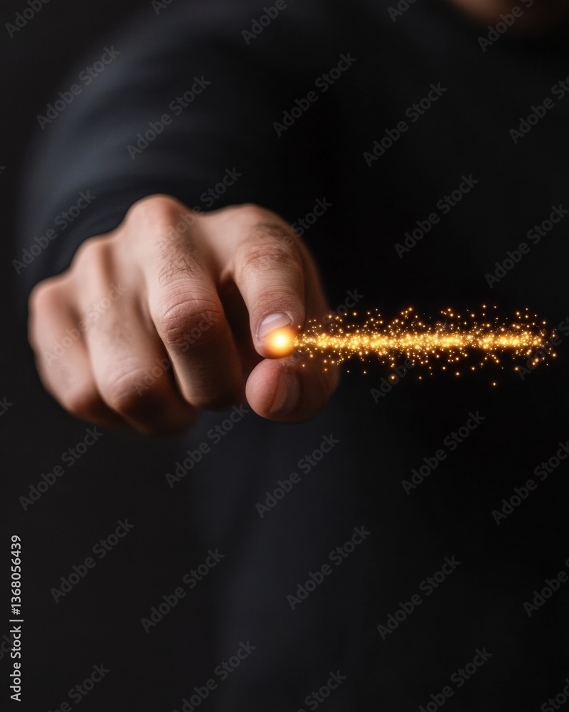 Poster Futuristic Digital Empowerment Innovative Gesture Technology with Luminous Energy Stream - Transformative Visual Metaphor for Technological Potential and Creative Vision