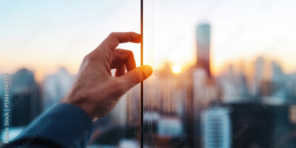 Poster Digital Wealth Horizon Millennial Entrepreneur Navigating Financial Innovation with Immersive AR Holographic Growth Visualization in Smart Urban Workspace