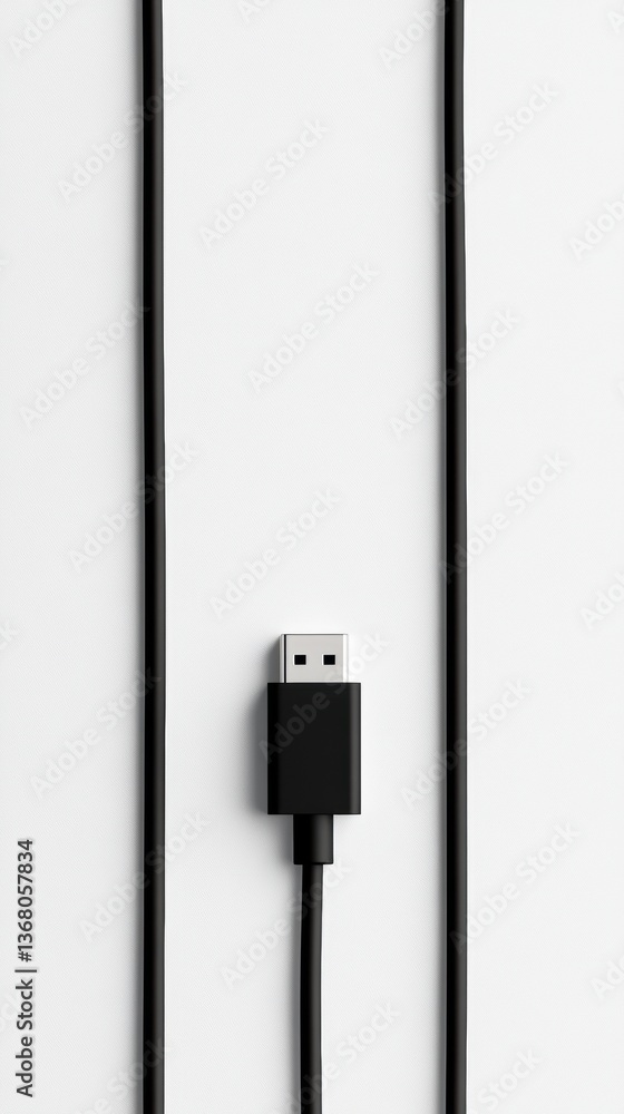 Poster minimalist tech connectivity high-resolution usb cable extension in sleek monochrome - cutting-edge 