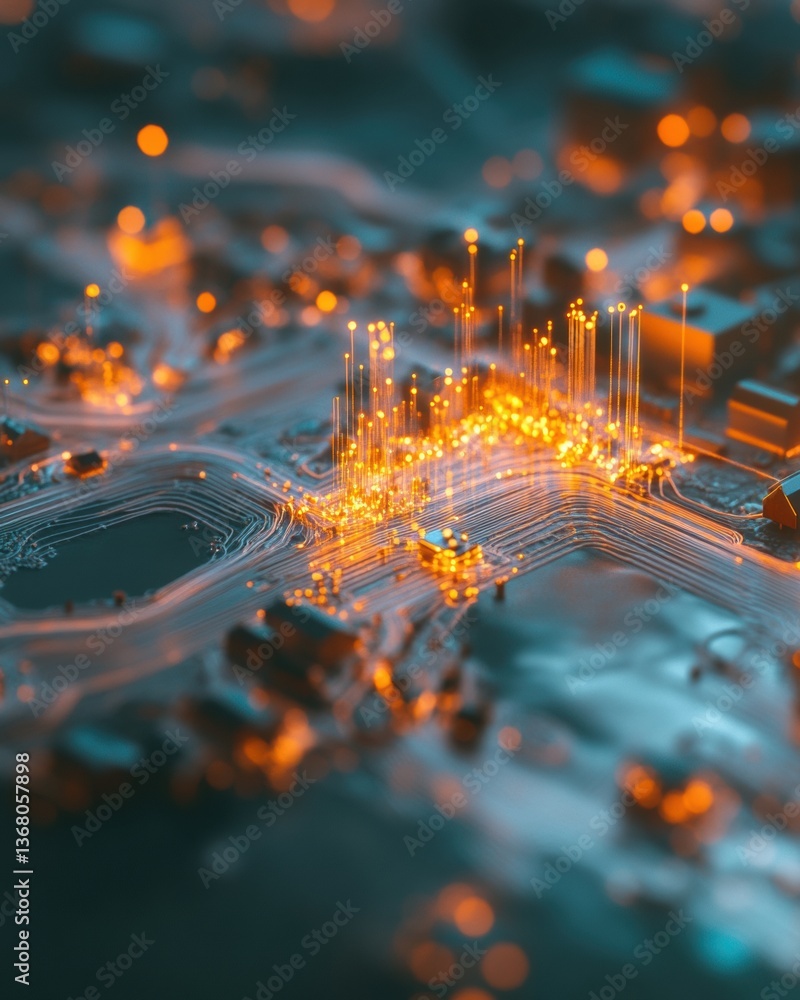 Poster Quantum Neural Networks Illuminated Circuit Landscape of AI Innovation - Next-Gen Tech Visualization for Digital Transformation and Emerging Computational Paradigms