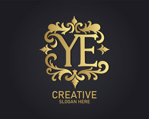 YE trendy logotype template. Initial letter y and e classic font style. Creative logo for company name or identity.