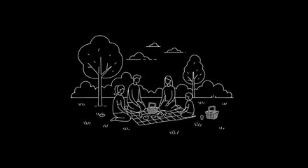 Family enjoying a picnic in a peaceful park setting  