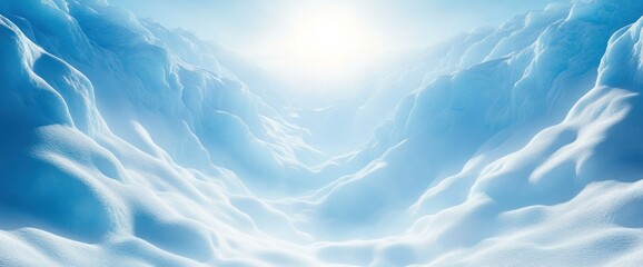 Obraz premium Serene snowy valley bathed in sunlight. Peaceful winter landscape