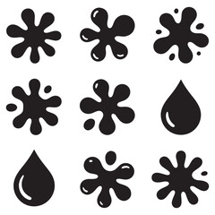 Fototapeta premium Blob shape organic, vector illustration set. Collection from abstract forms for design and paint. Liquid Silhouette Vector Black drop in modern style. Basic stains isolated elements