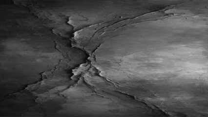 Dark grey textured concrete wall background, Relief plane. Balanced gray color. Light reflex. White Design Background. Artistic plaster.