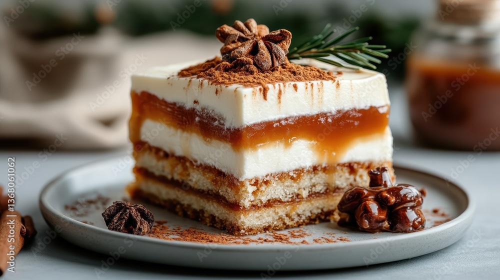 Aufkleber this elegant cake showcases layers of sweet flavors combined with caramel drizzle and a sprinkle of 