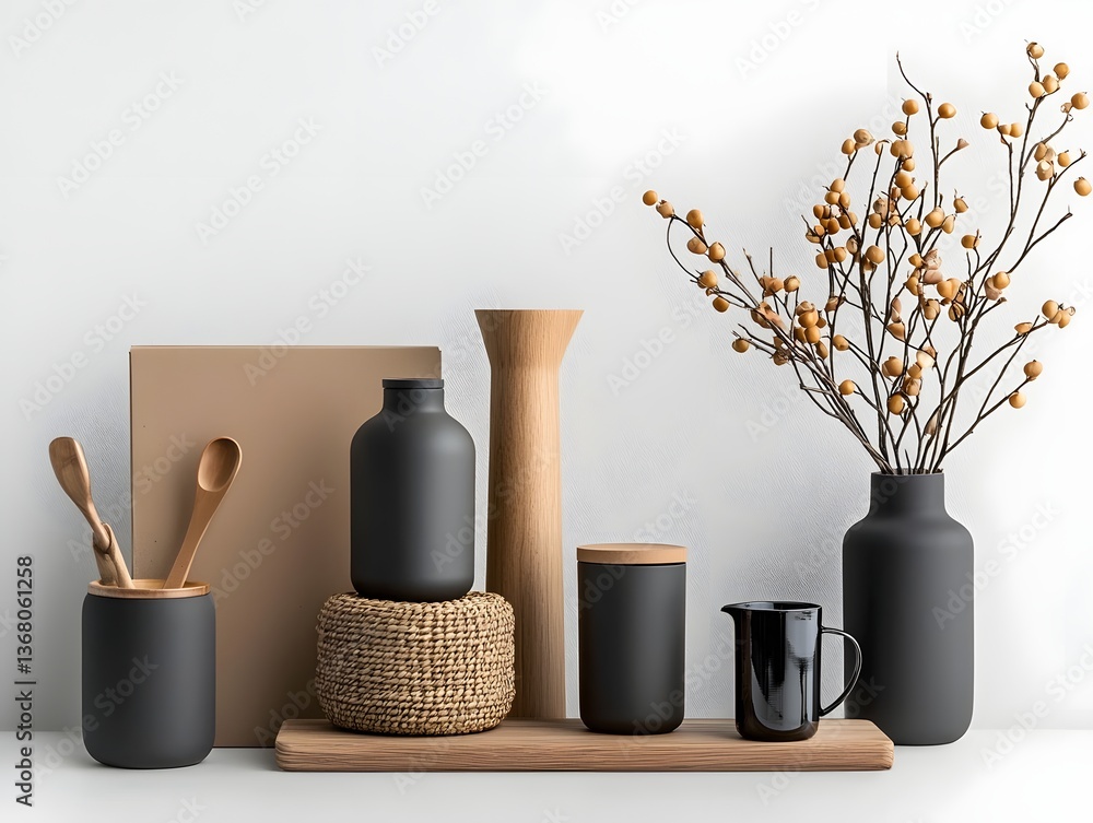 Poster organized collection of various storage containers such as cardboard wicker