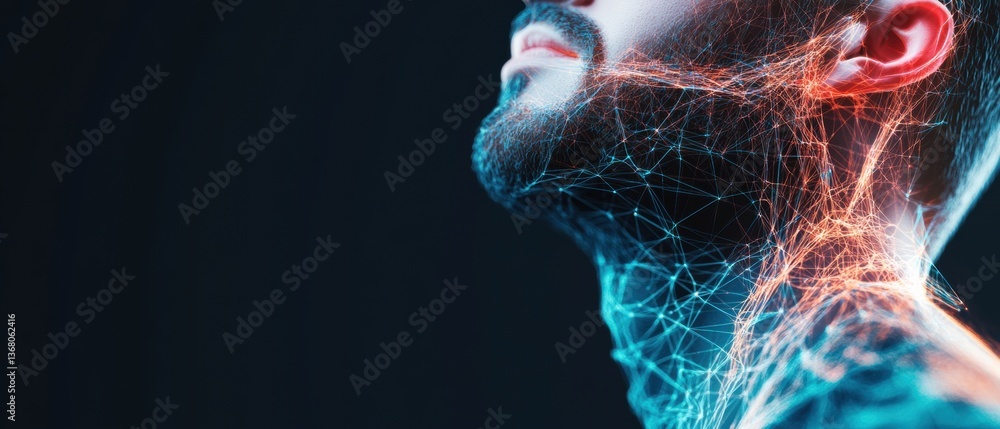 Fototapete Neuromorphic AI Visualization Quantum Wellness Mapping of Human Neural Networks - Cutting-Edge Biotechnology for Digital Health Innovation
