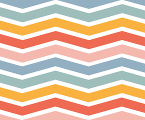 chevron zigzag pattern with multicolored pastel stripes on white background