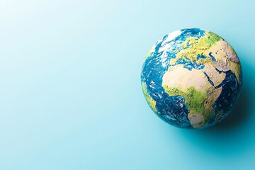 A Detailed Earth Globe on a Light Blue Background Perfect for Environmental and Global Concepts.