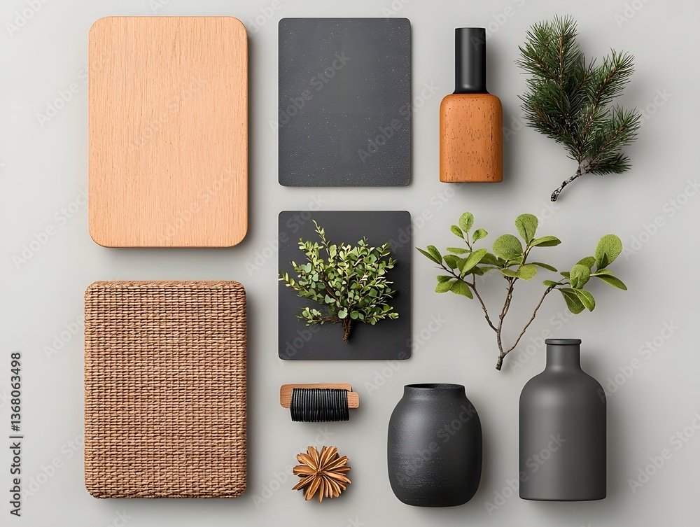 Poster overhead view showcasing a curated collection of versatile storage containers in a variety of materi