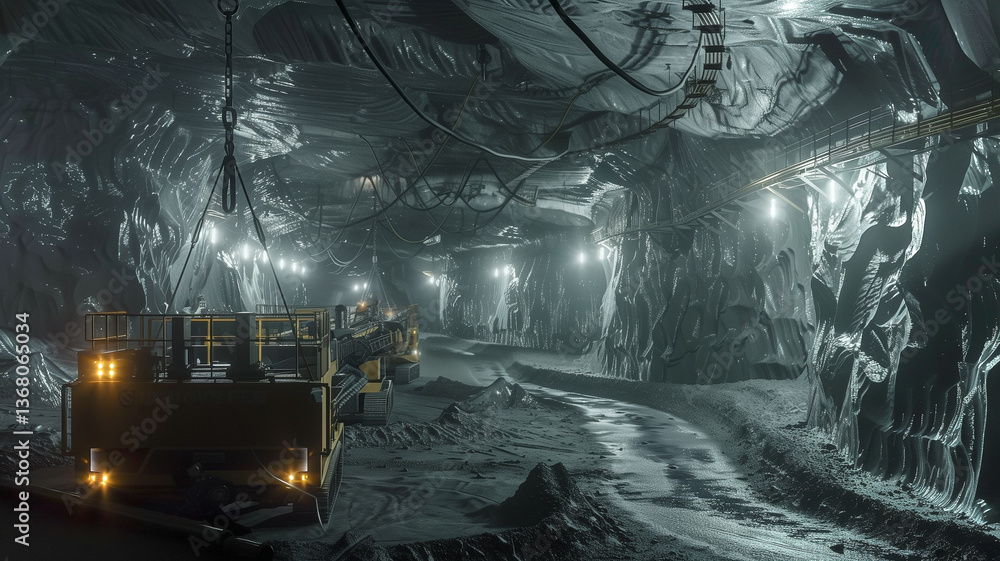 Poster This Heavy machinery extracts regolith in an asteroid refinery using advanced low-light technology.