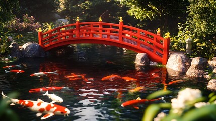 red bridge in autumn
