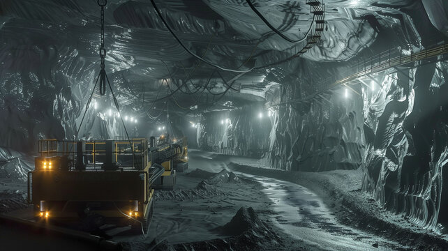 This Heavy machinery extracts regolith in an asteroid refinery using advanced low-light technology.