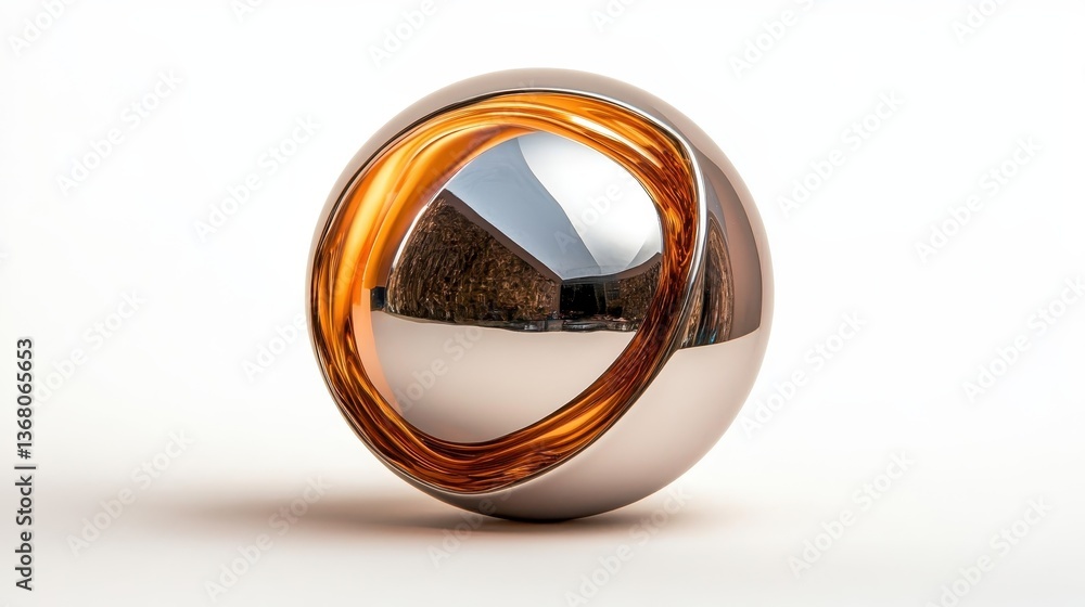 Poster this image features a polished metallic orb with a flowing design element around it, symbolizing ele