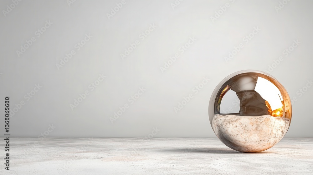 Aufkleber a beautiful reflective sphere rests on a surface, showcasing its smooth texture and captivating refl