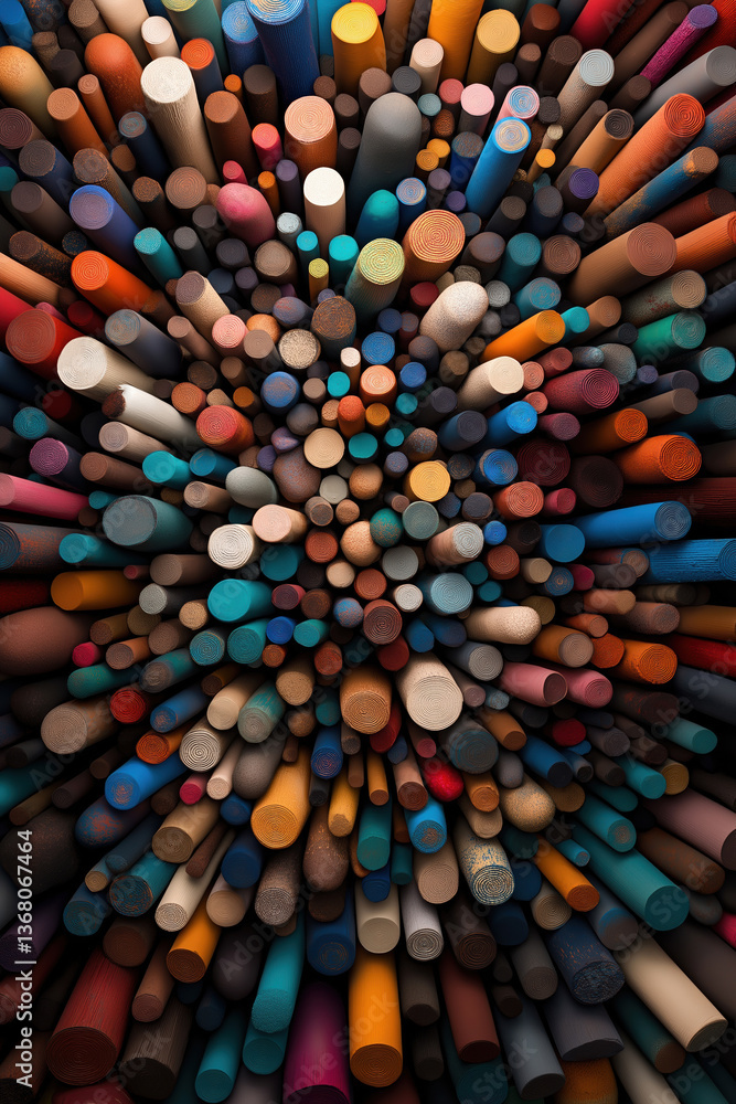 Aufkleber vibrant array of colored pastels arranged in an artistic display in a studio