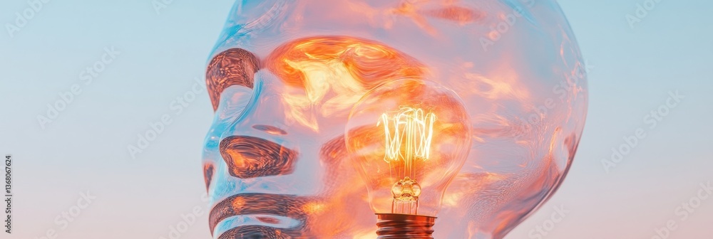 Fototapete neurotech creativity unleashed ai-powered ideation visualization with vintage filament bulb - innova