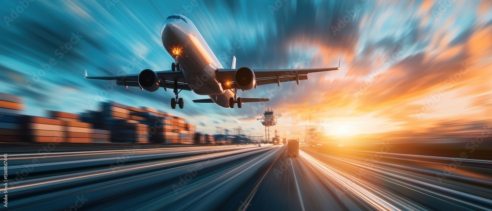 Poster rapid logistics in motion:a seamless transport network showcasing the efficiency and automation of a