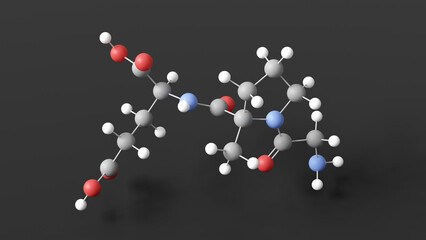 trofinetide molecule 3d, molecular structure, ball and stick model, structural chemical formula anti-inflammatory agents