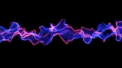 Obraz premium Abstract wave of blue and pink energy on a black background. Digital art.