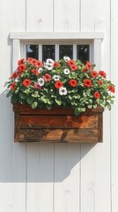 Naklejka premium Cottage Charm, Window boxes with flowers