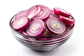 Fototapeta premium Close-up of sliced red onions in a bowl with fresh and organic ingredients