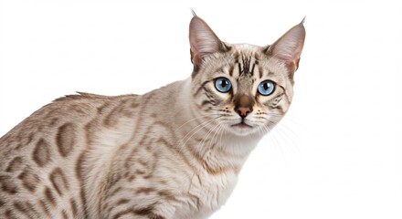 Fototapeta premium Elegant Snow Bengal Cat Poses Soft Light. AI Generated