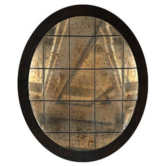 antique, old, weathered oval mirror isolated object