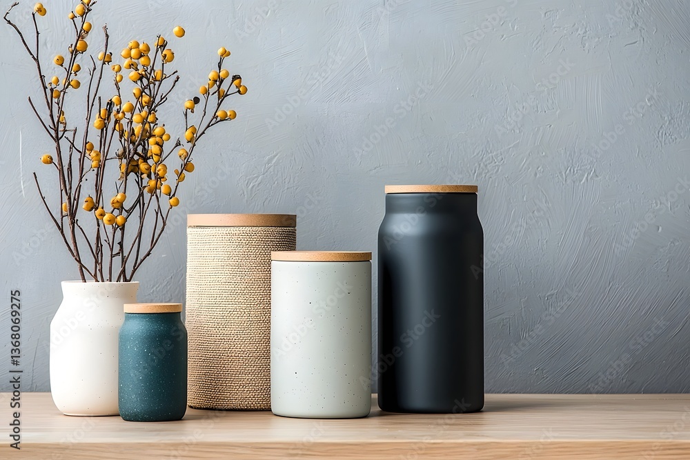 Poster thoughtfully curated collection of unique storage containers featuring cardboard wicker and metal ma