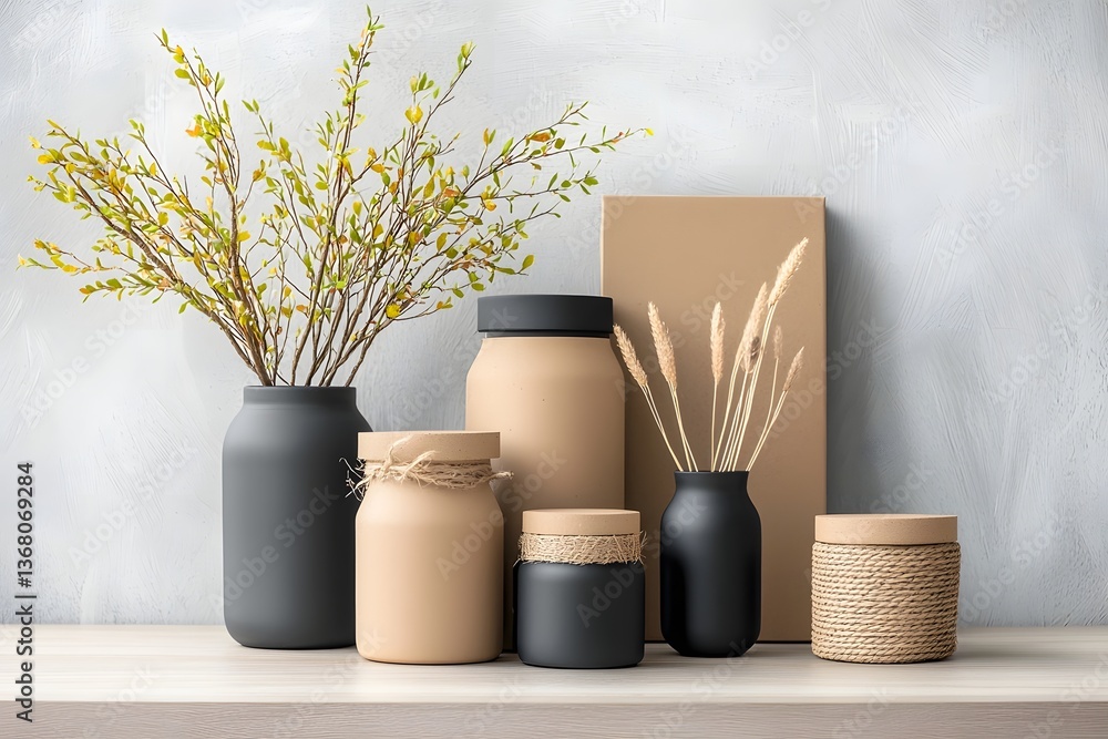 Poster thoughtfully curated collection of unique storage containers featuring cardboard wicker and metal ma