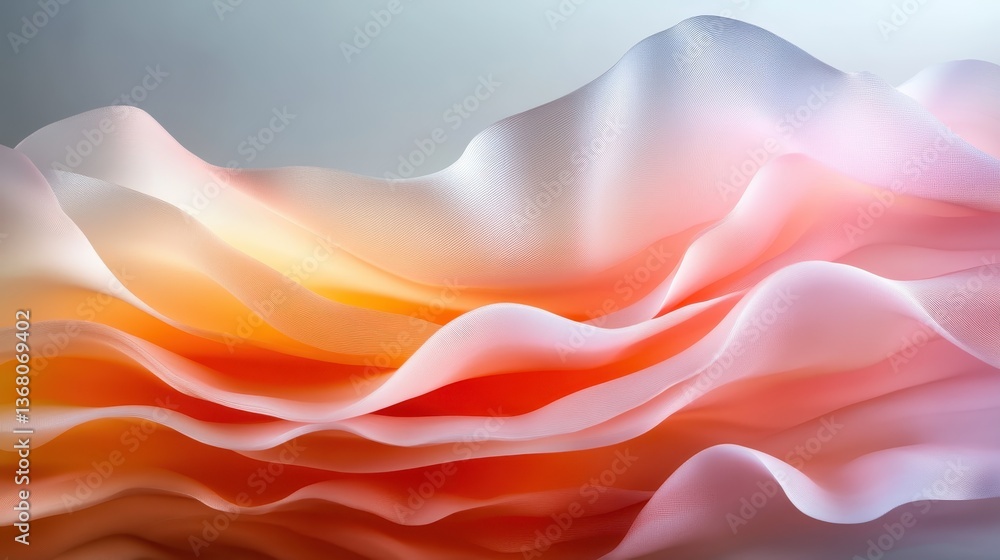 Poster an artistic representation of pastel waves in soft colors, creating a mesmerizing interplay of light