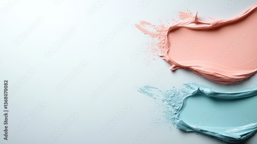 Poster this beautiful abstract image features smoothly spread pink and blue paints on a canvas, capturing t