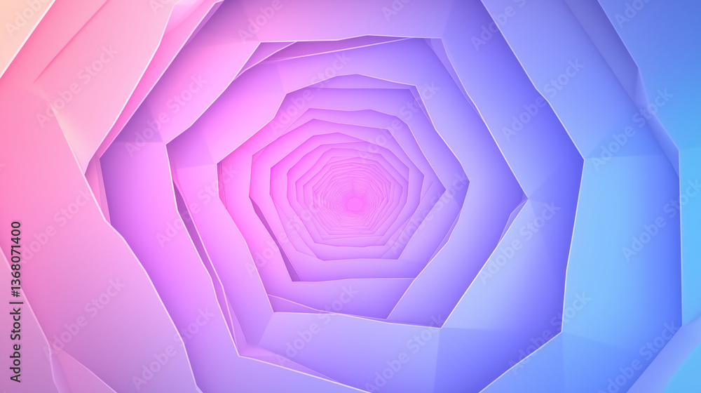Poster abstract spiral tunnel with gradient colors on a vibrant background