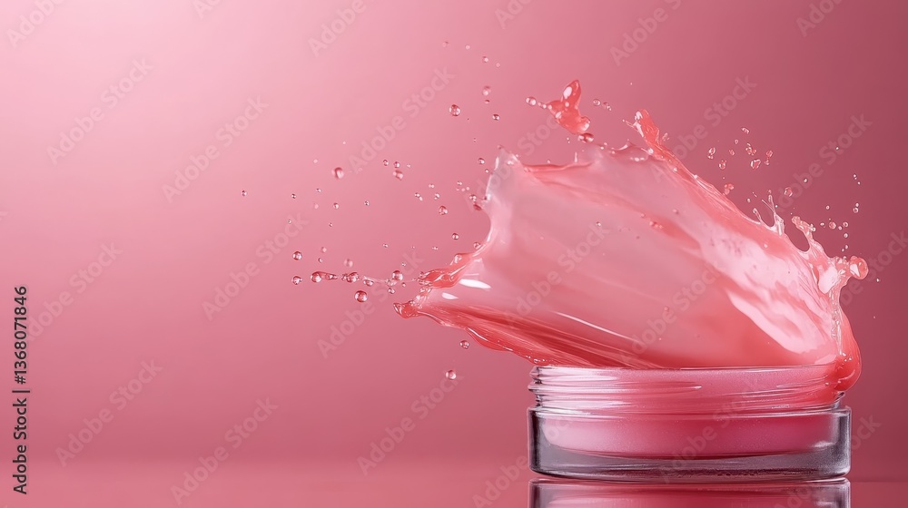 Poster a dynamic splash of pink cream bursting from a clear glass jar creates a striking visual effect port
