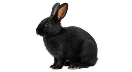 Isolated Black Rabbit Close-Up