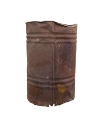 Obraz premium isolated old burned rustic metal barrel