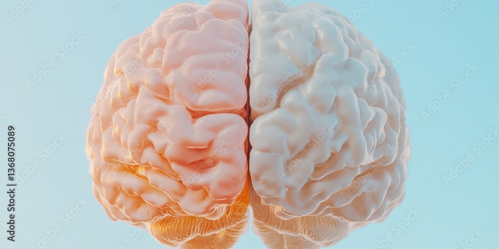 Poster neuroaesthetic insights pioneering mental health visualization with hyper-realistic brain hemispheri
