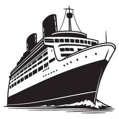 Fototapeta premium Cruise ship silhouette vector. Concept of travel and vacation.